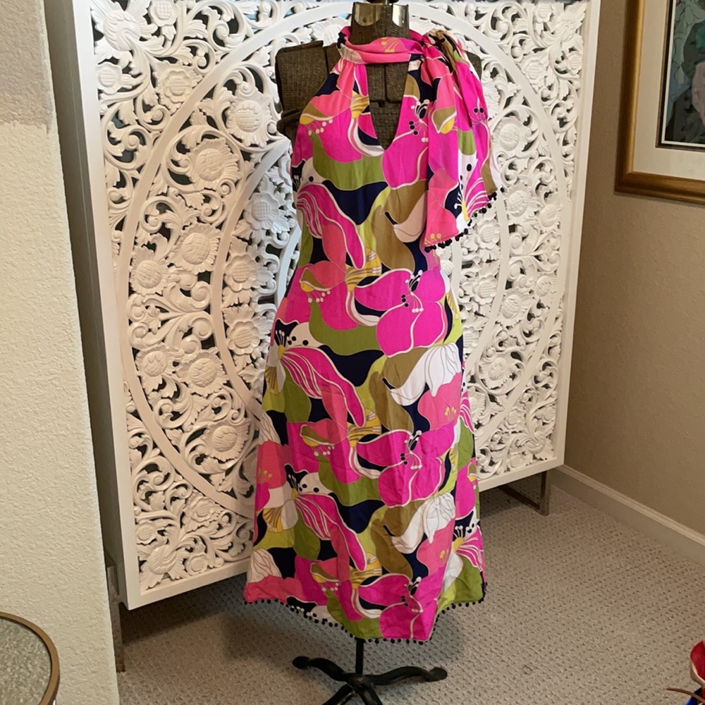 NWT Trina Turk dress with tie at neck, tea length - Picture 5 of 5